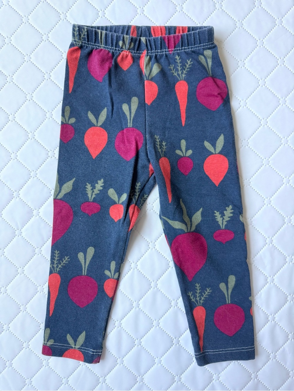Winter Water Factory Navy Vegetable-Print Baby Leggings
